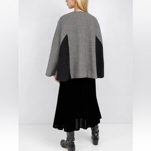 Dolce & Gabbana Houndstooth and Black Textured Cape. S/M